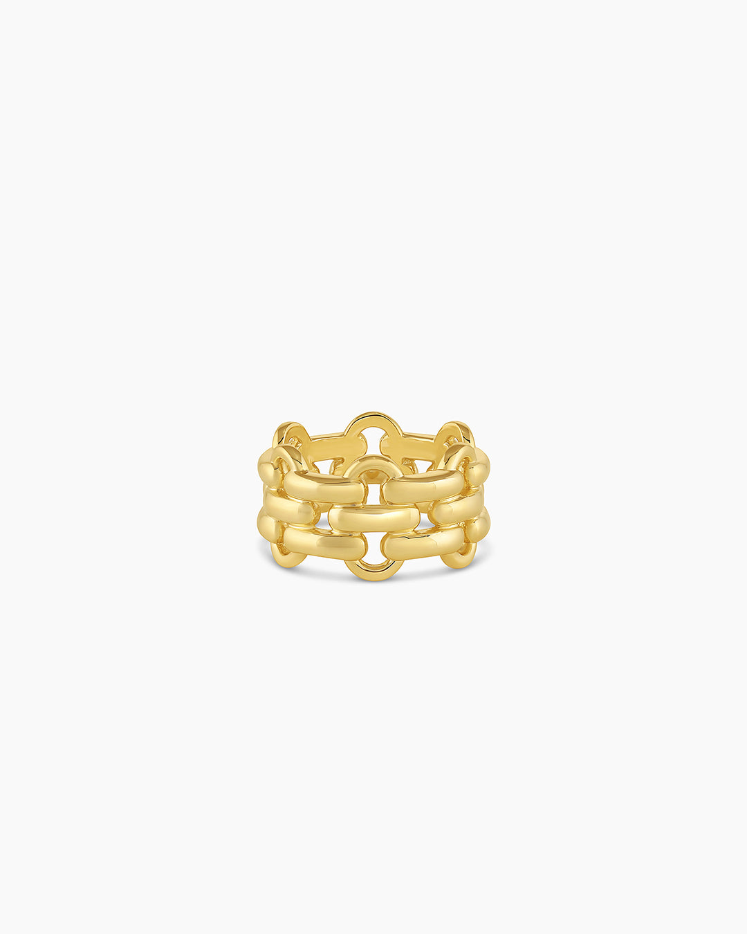 CD Diamond Chain Link Ring Gold-Finish Brass