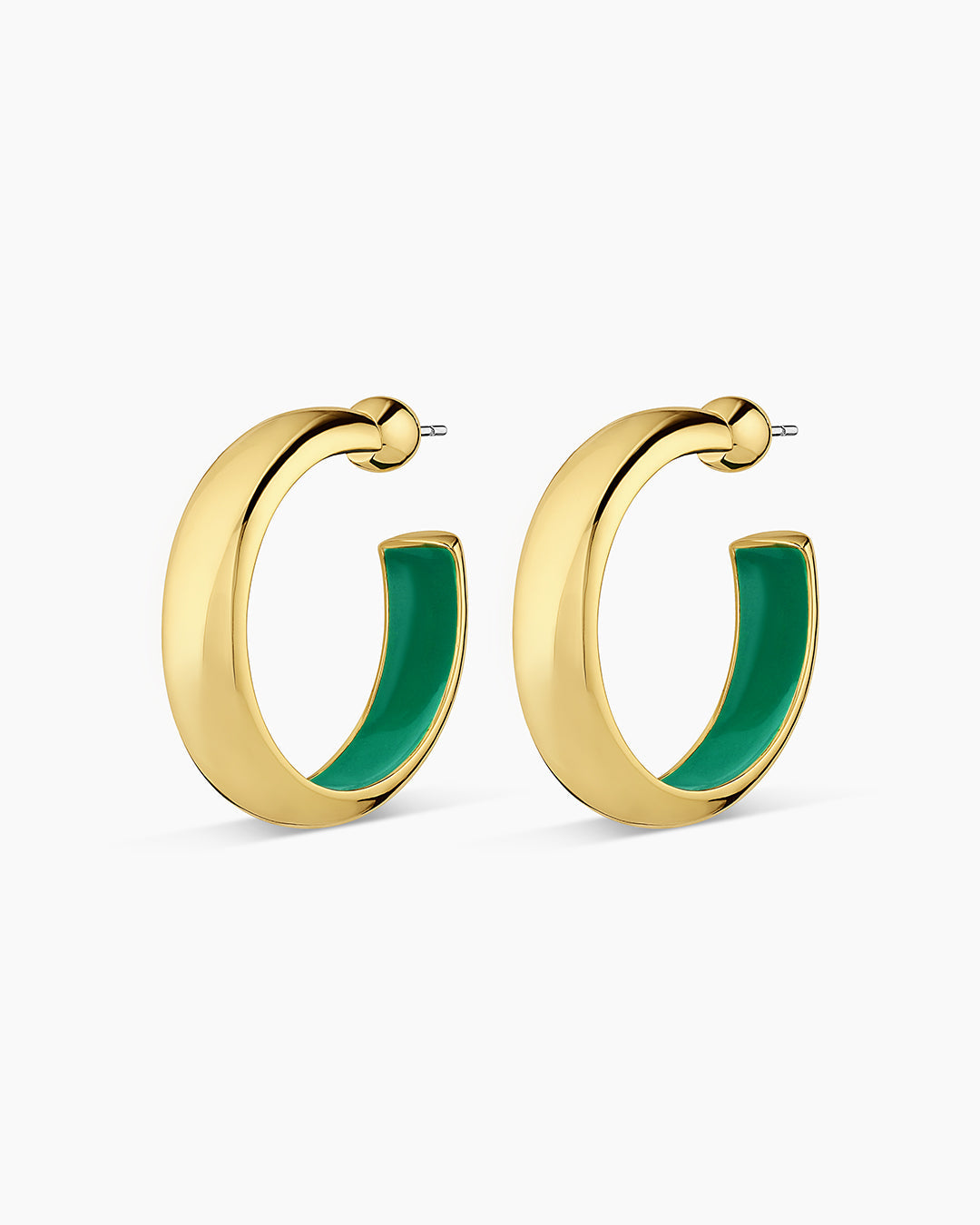 Paseo Enamel Hoops Earring in Kelly Green/Gold Plated, Women's by Gorjana