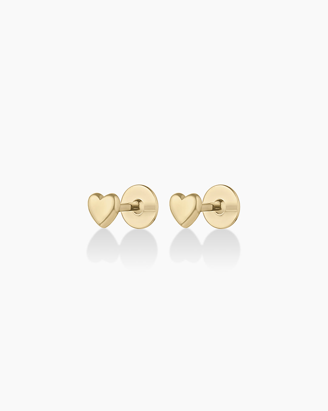 Statement Flat Back Earrings for Women Hypoallergenic: 5 Pairs 14K Gold Tiny Stud Earrings in Stainless Steel Lightweight Round Star Square Heart
