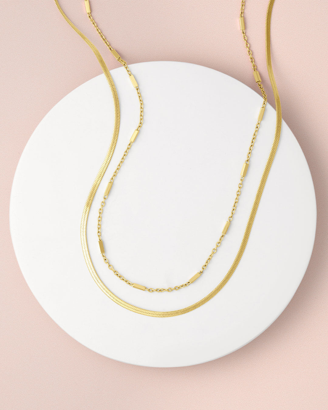 gold necklace layer