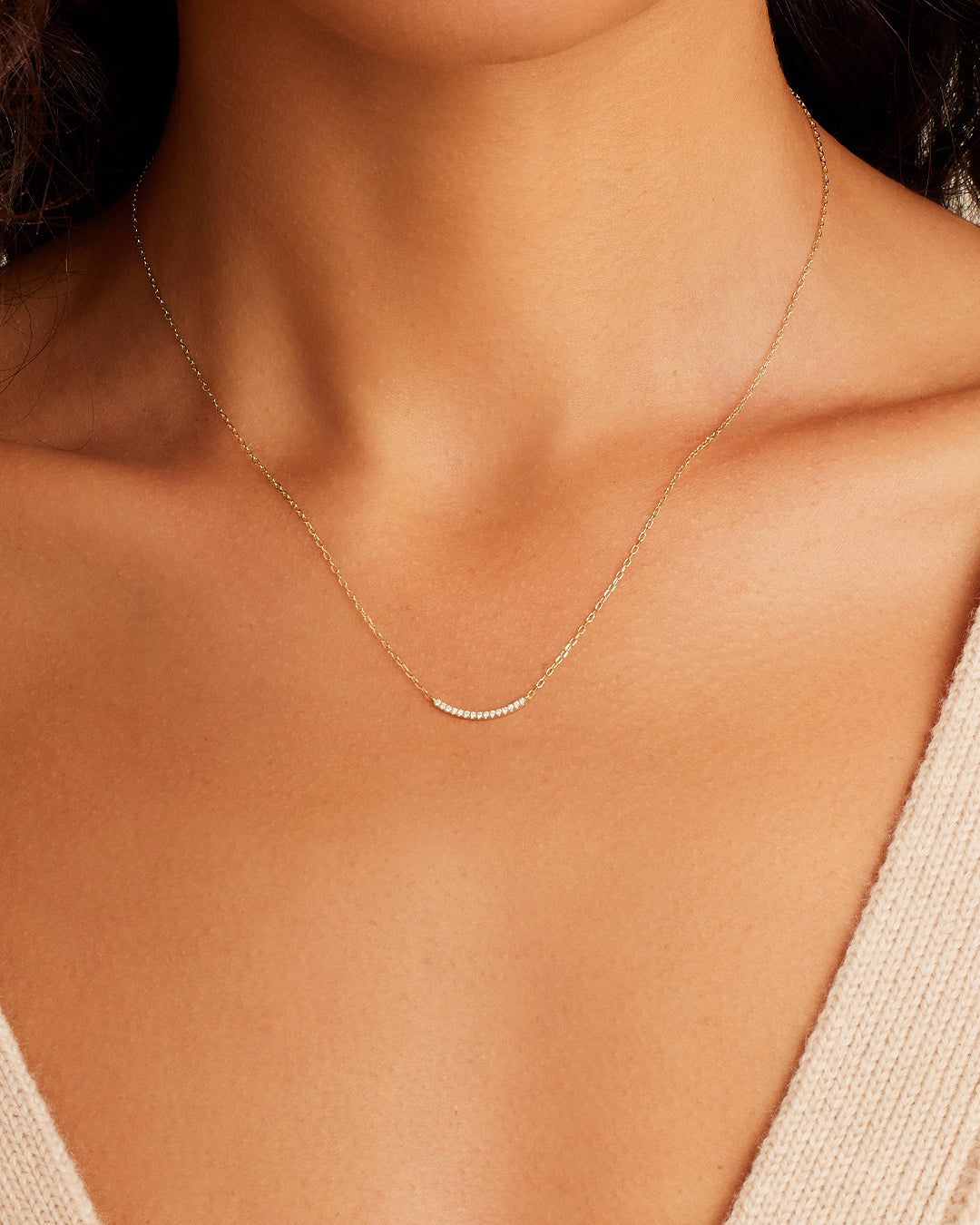 Mini diamond sale bar necklace