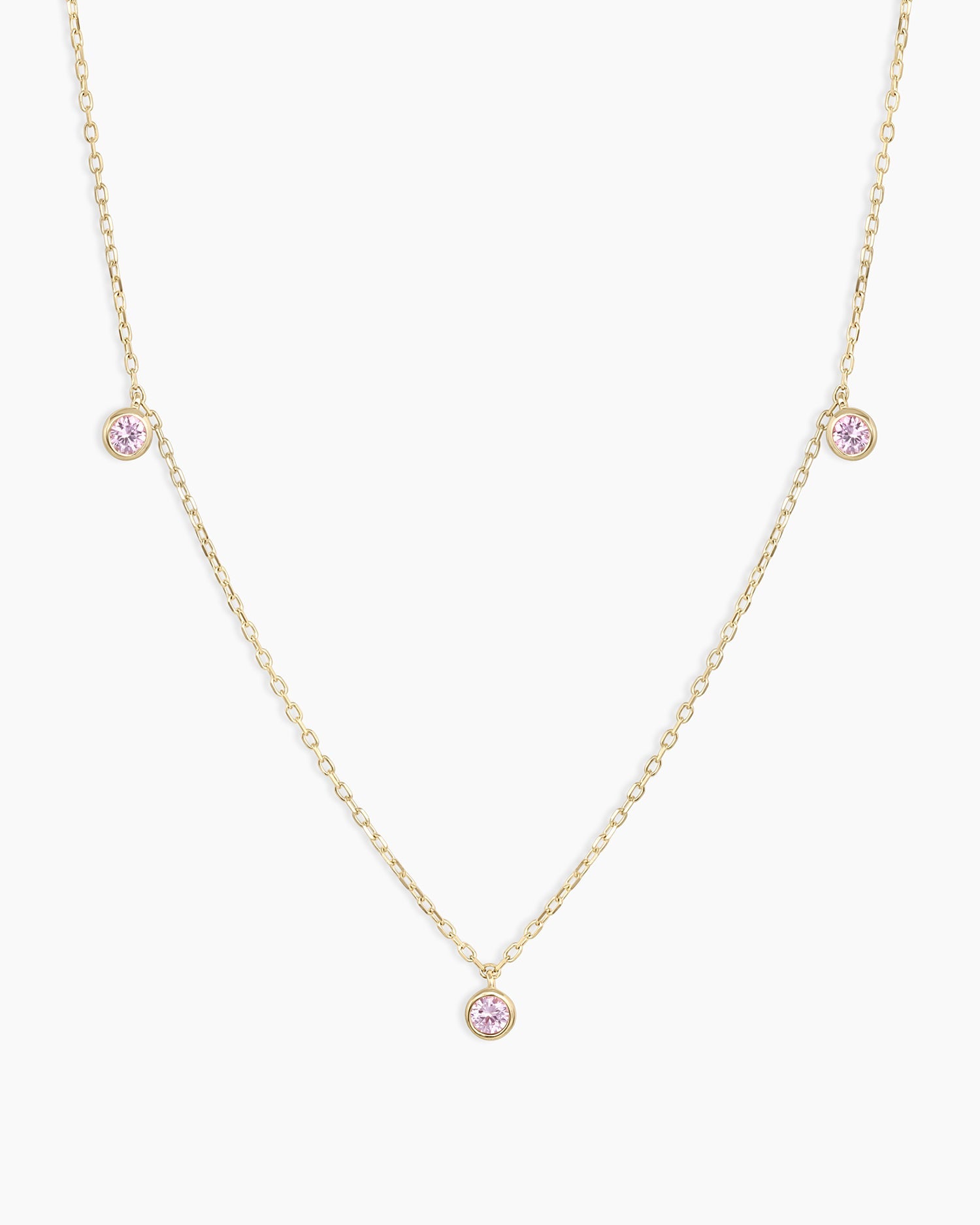 Classic Pink Sapphire Trio Necklace in 14K Solid Gold, Women's by Gorjana