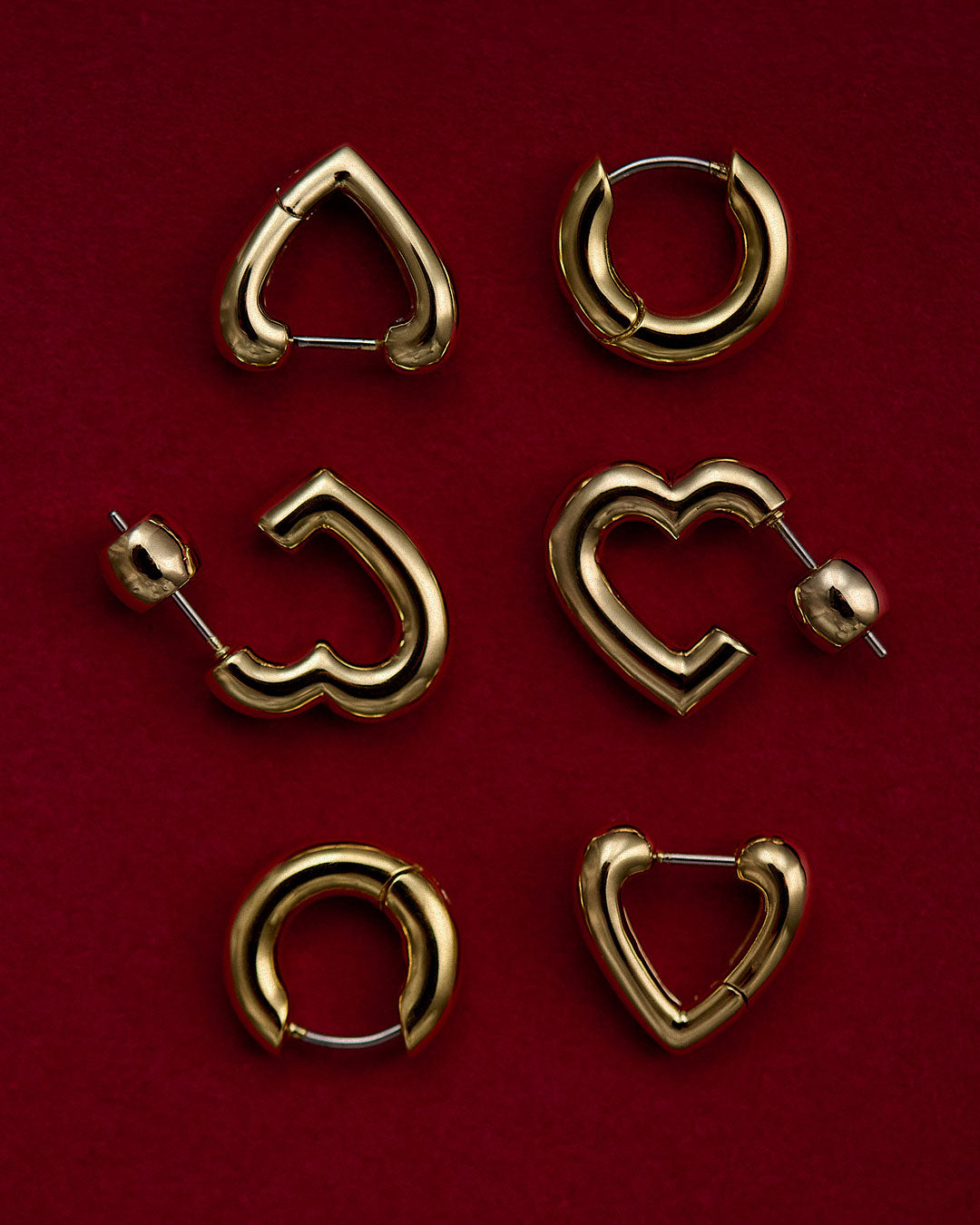 gold plated chunky heart and classic hoops 