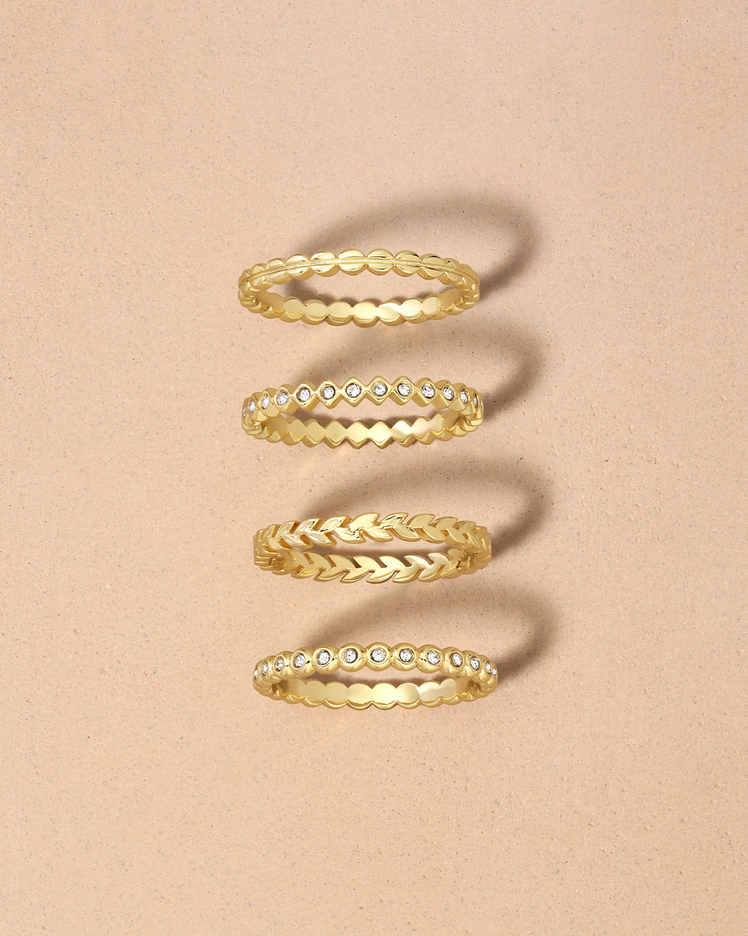 Mini stackable ring set || option::Gold Plated
