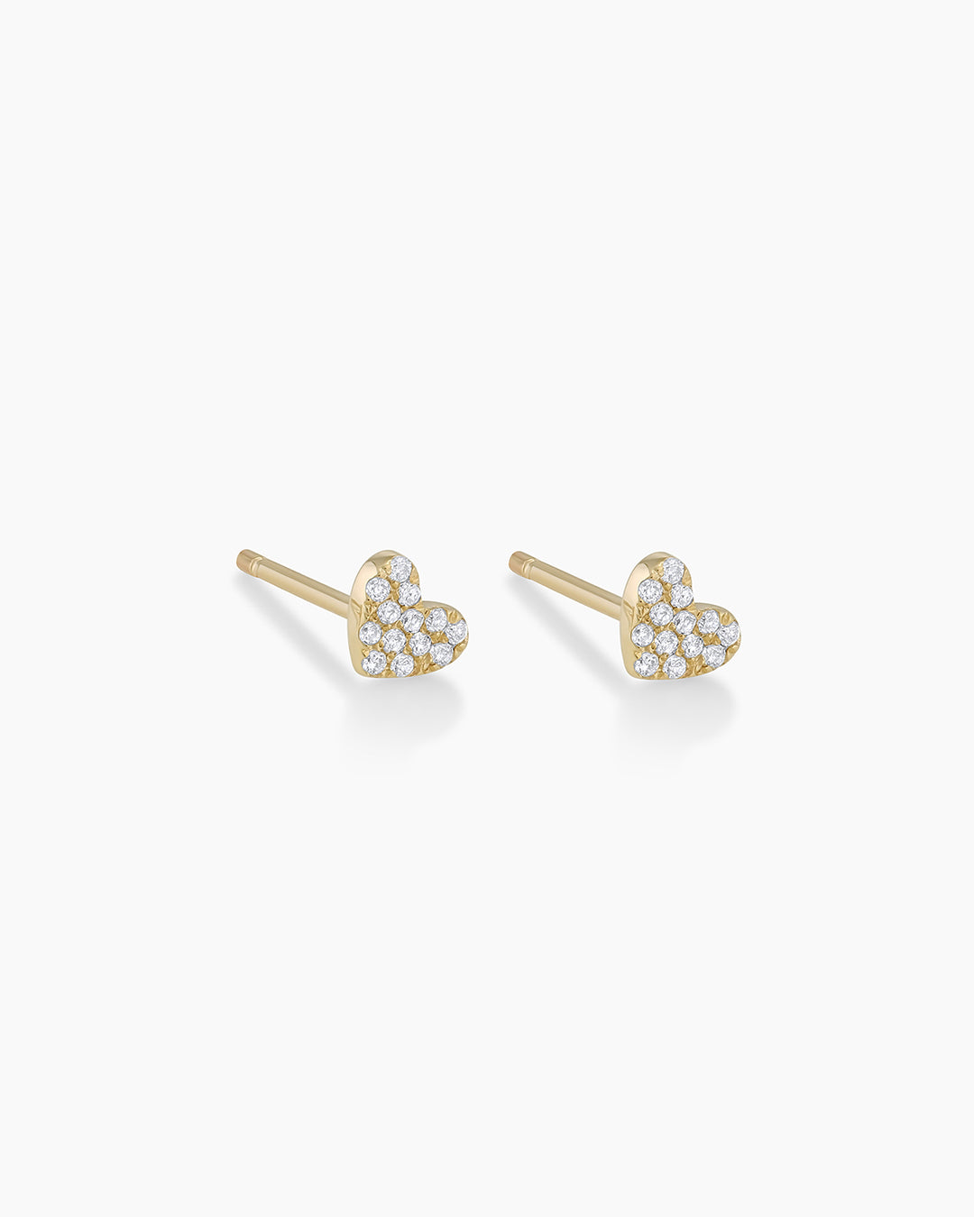 10K Yellow Gold Genuine Pave Diamond Heart Studs Ladies 6.65mm Earrings  0.10 Ct. - JFL Diamonds & Timepieces