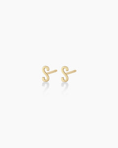 ‘O’ Initial Studs, Personalized Letter, Baby/Children’s Earrings, Screw Back - 14K Gold