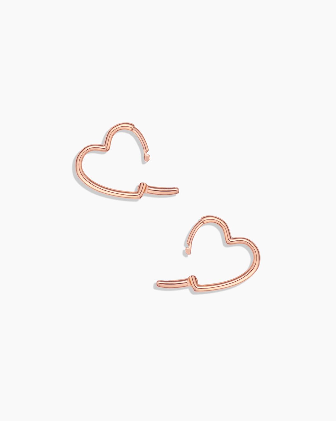  14K Rose Gold Solid Sideways Heart Shaped Hoop