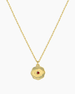 Dainty Birthstone Charm Necklace - Gold Filled - Dainty Coin Pendant - –  The Cord Gallery