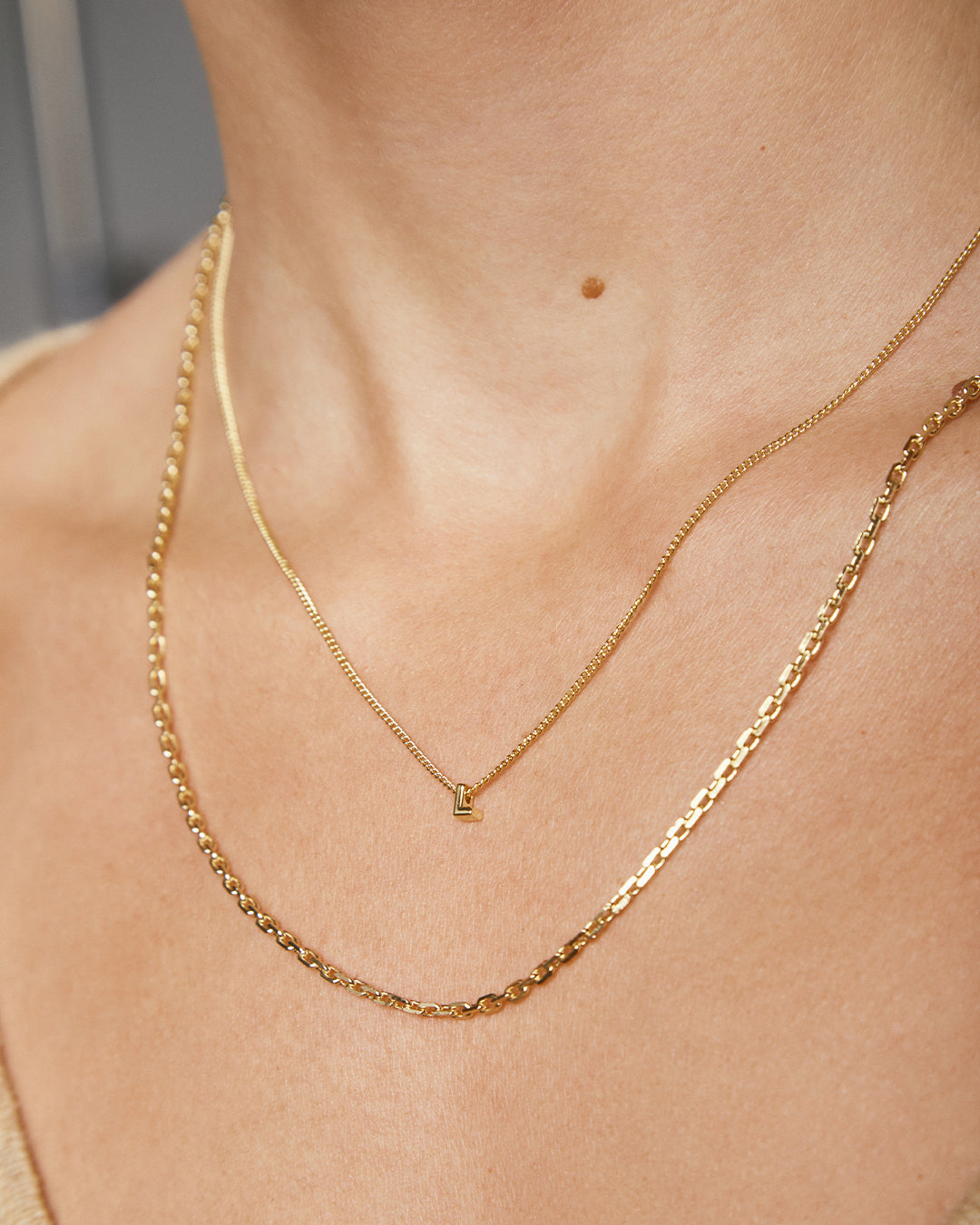 Wilder Mini Alphabet Necklace || option::18k Gold Plated, I