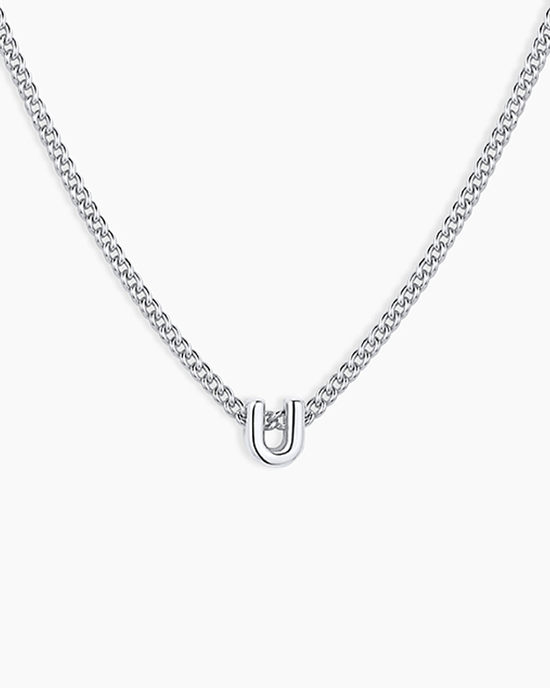 Wilder Mini Alphabet Necklace || option::Silver Plated, U