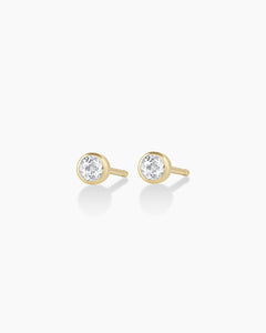 White Topaz Birthstone Stud Earrings in 14k Yellow Gold (April) - Pair (TWO  EARRINGS)