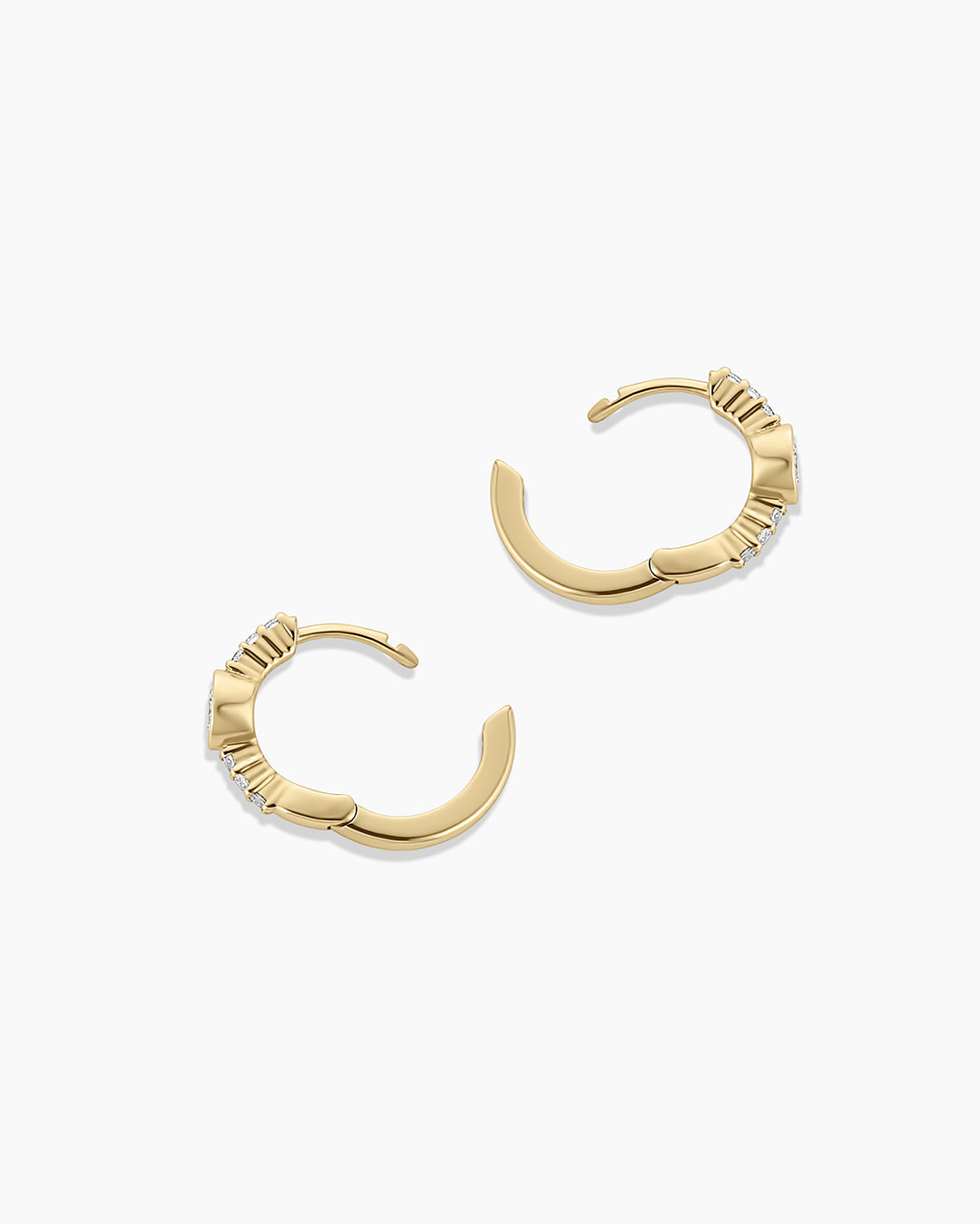 Lab Grown Diamond Circle Charm Huggies || option::14k Solid Gold, Pair