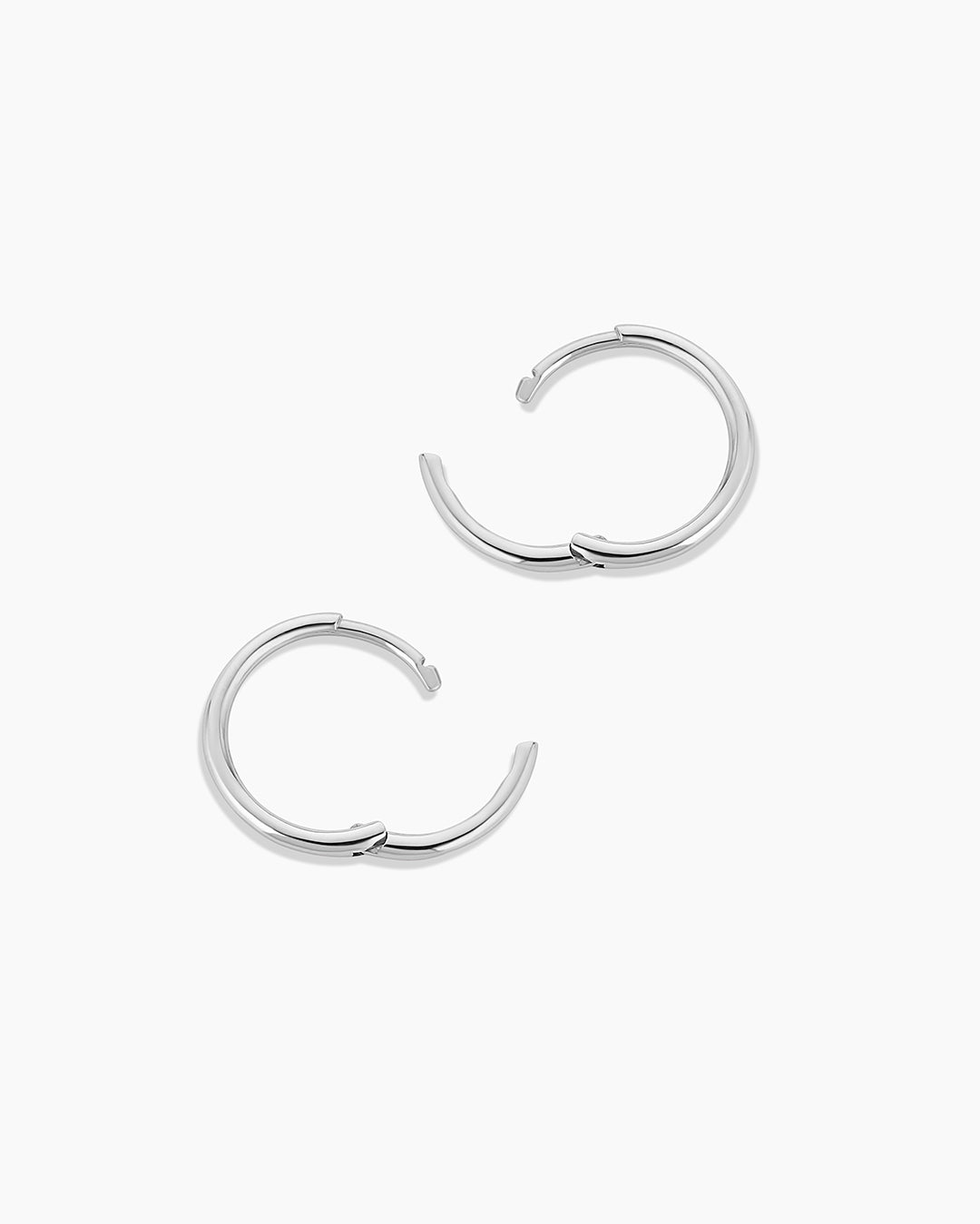 14k White Gold Classic 13 mm Huggies || option::14k Solid White Gold, 13mm, Pair