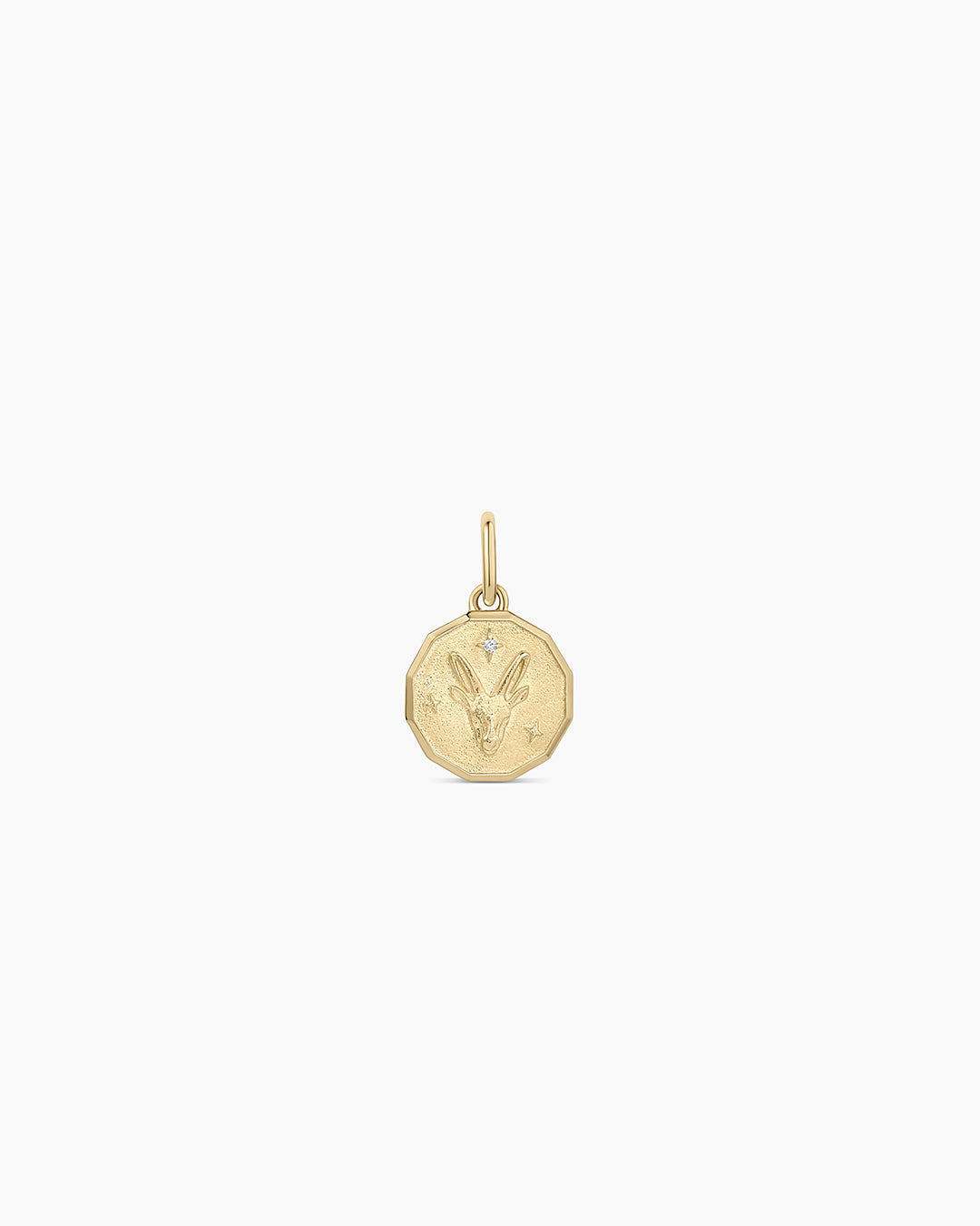 Diamond Zodiac Coin Charm || option::14k Solid Gold, Capricorn