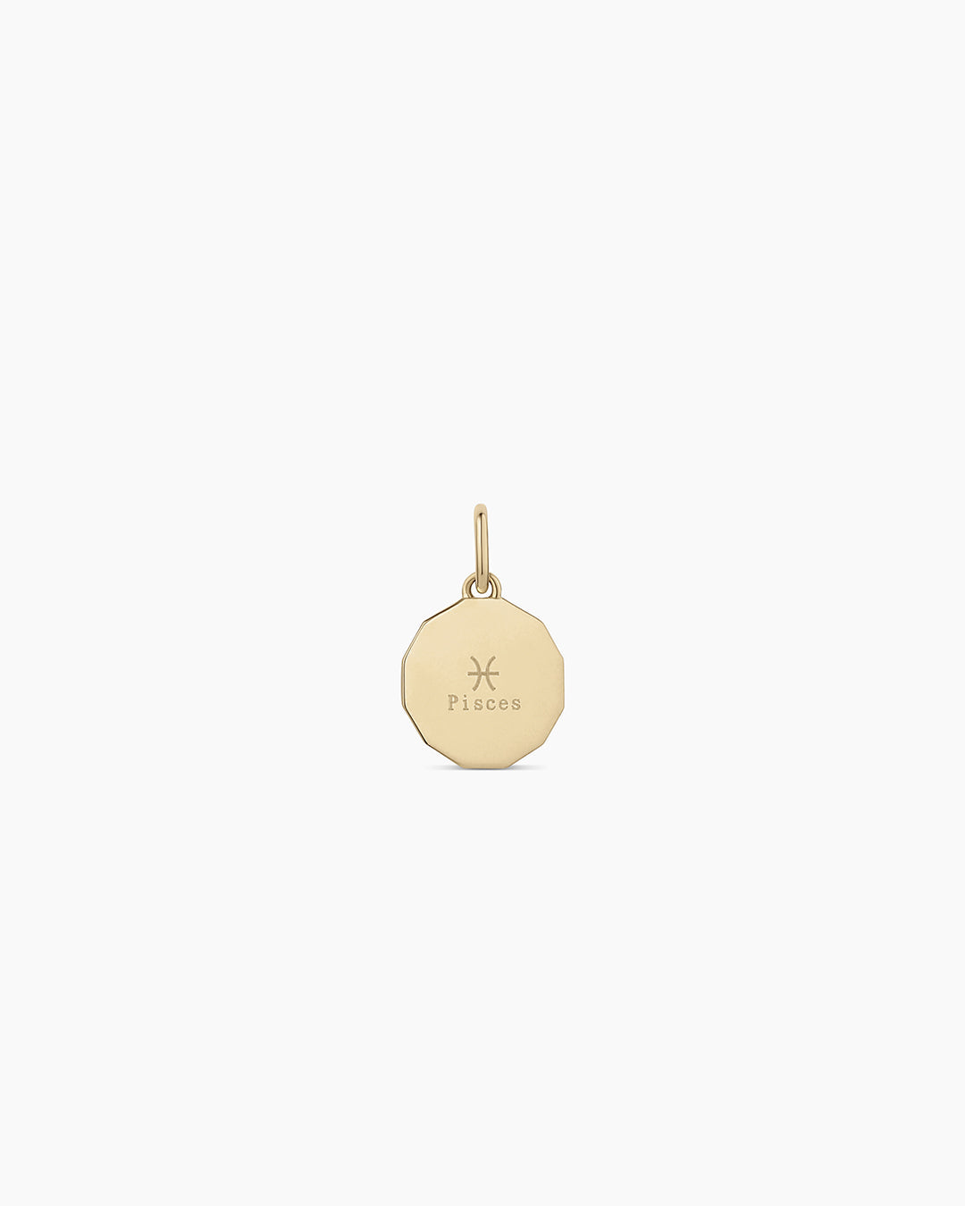 Diamond Zodiac Coin Charm || option::14k Solid Gold, Pisces