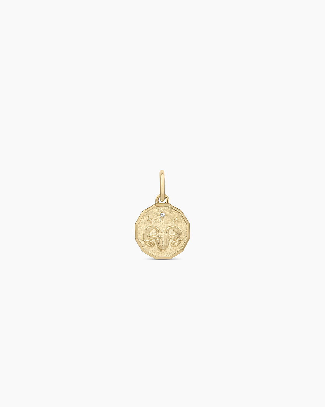 Diamond Zodiac Coin Charm || option::14k Solid Gold, Pisces