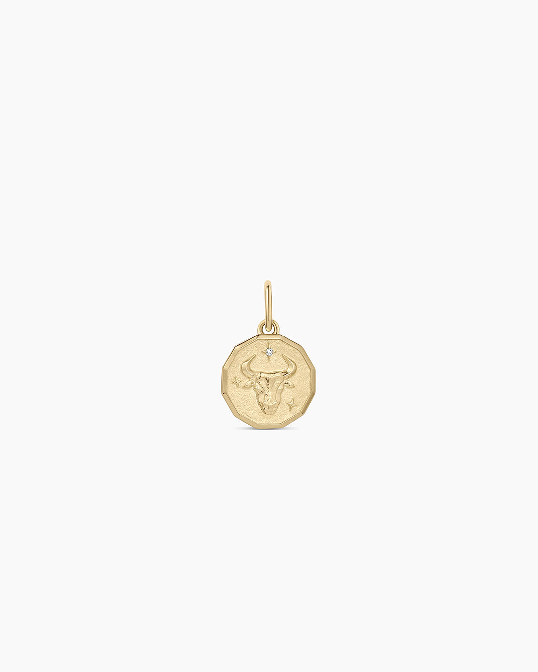 Diamond Zodiac Coin Charm || option::14k Solid Gold, Aries