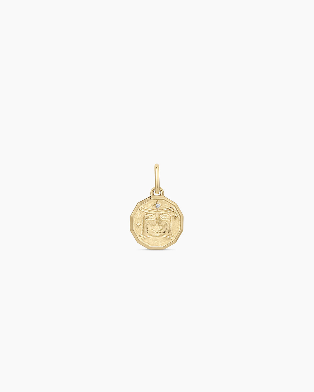 Diamond Zodiac Coin Charm || option::14k Solid Gold, Taurus