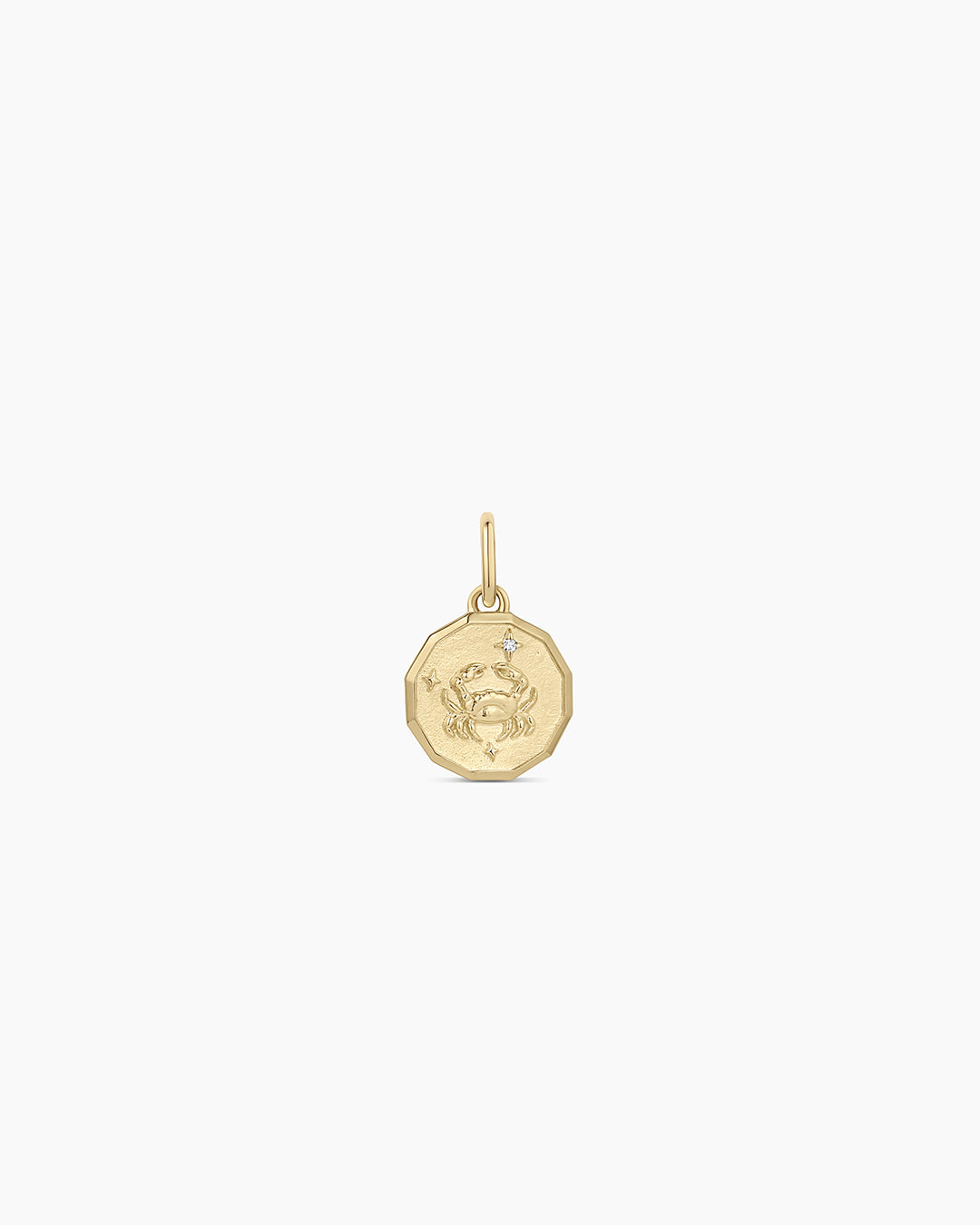 Diamond Zodiac Coin Charm || option::14k Solid Gold, Gemini