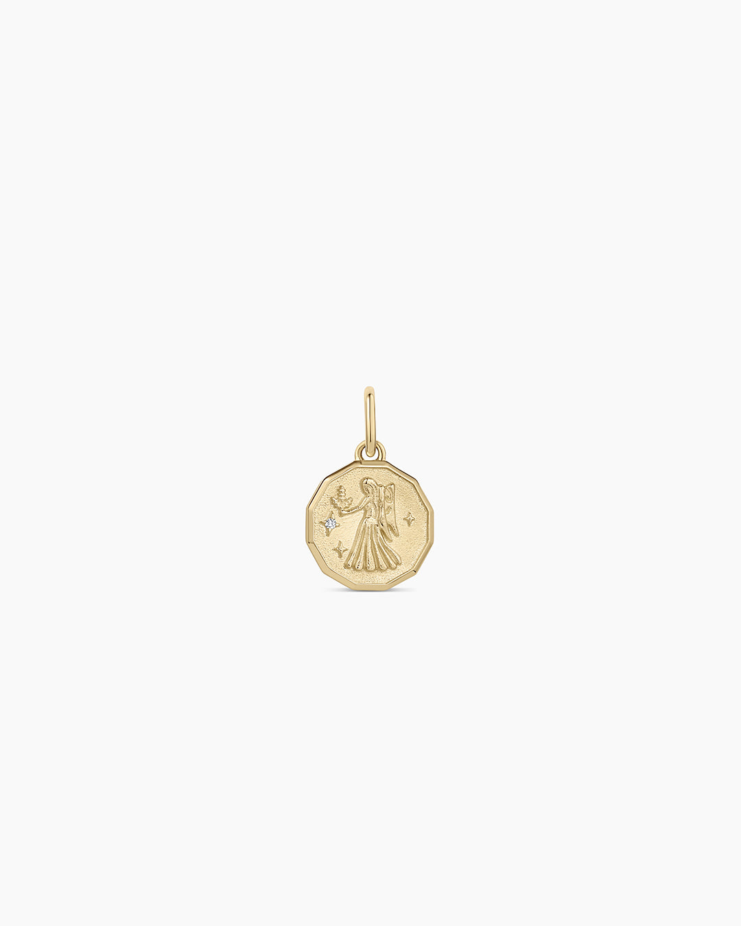 Diamond Zodiac Coin Charm || option::14k Solid Gold, Leo