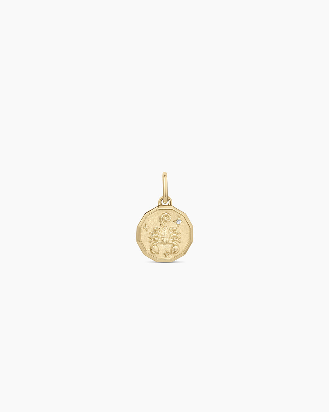 Diamond Zodiac Coin Charm || option::14k Solid Gold, Libra