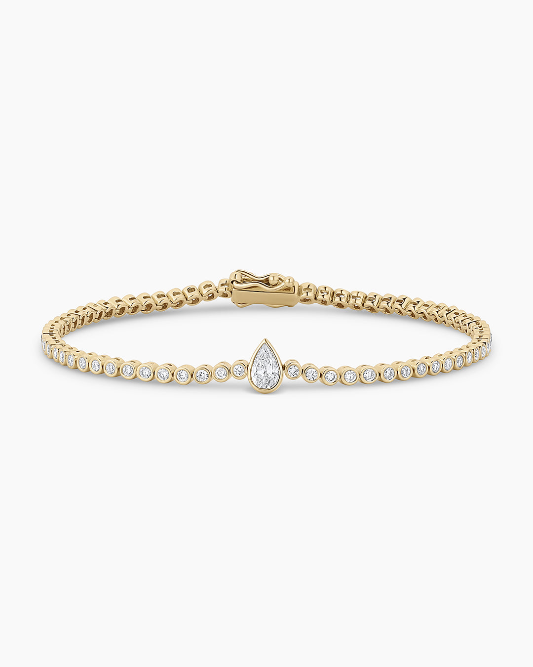 Lab Grown Diamond Pear Charm Tennis Bracelet || option::14k Solid Gold, 6.5 in.