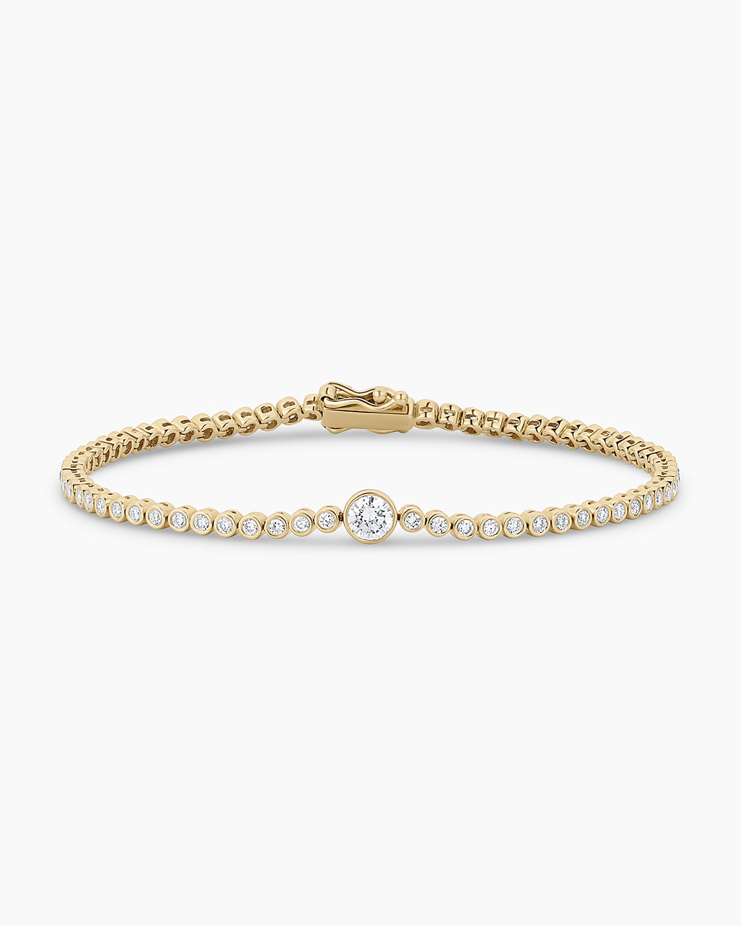 Lab Grown Diamond Circle Charm Tennis Bracelet || option::14k Solid Gold, 6.5 in.