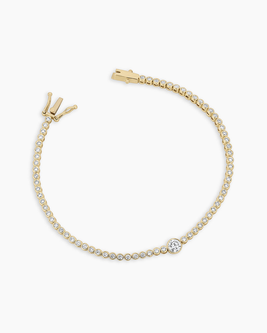 Lab Grown Diamond Circle Charm Tennis Bracelet || option::14k Solid Gold, 7 in.