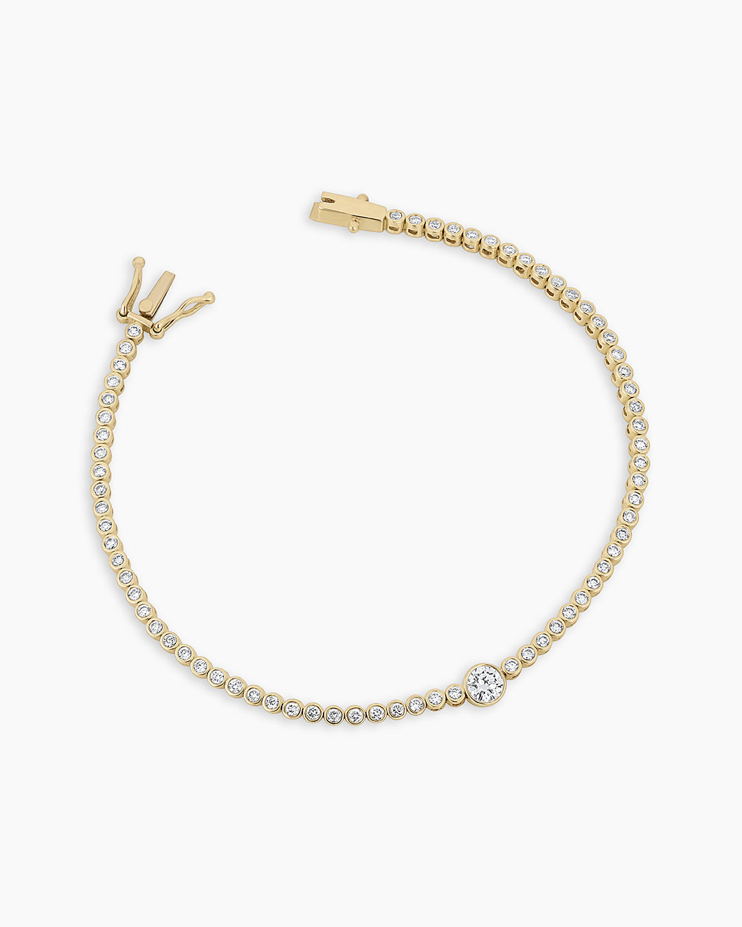 Lab Grown Diamond Circle Charm Tennis Bracelet || option::14k Solid Gold, 6.5 in.