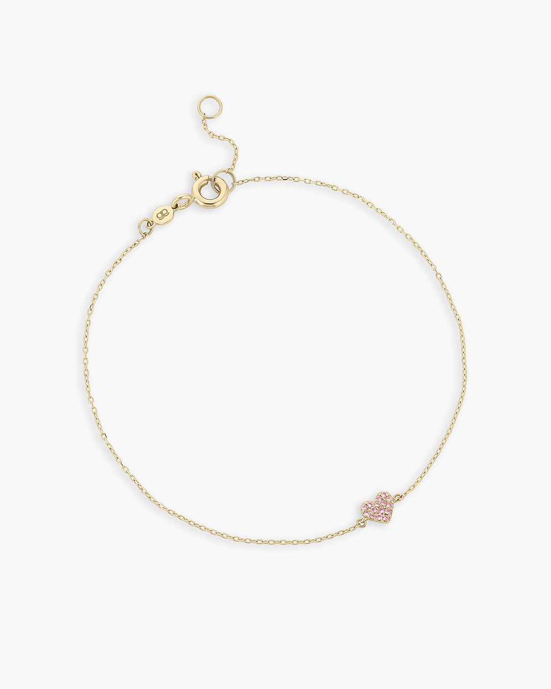 Pink Sapphire Pavé Heart Bracelet || option::14k Solid Gold