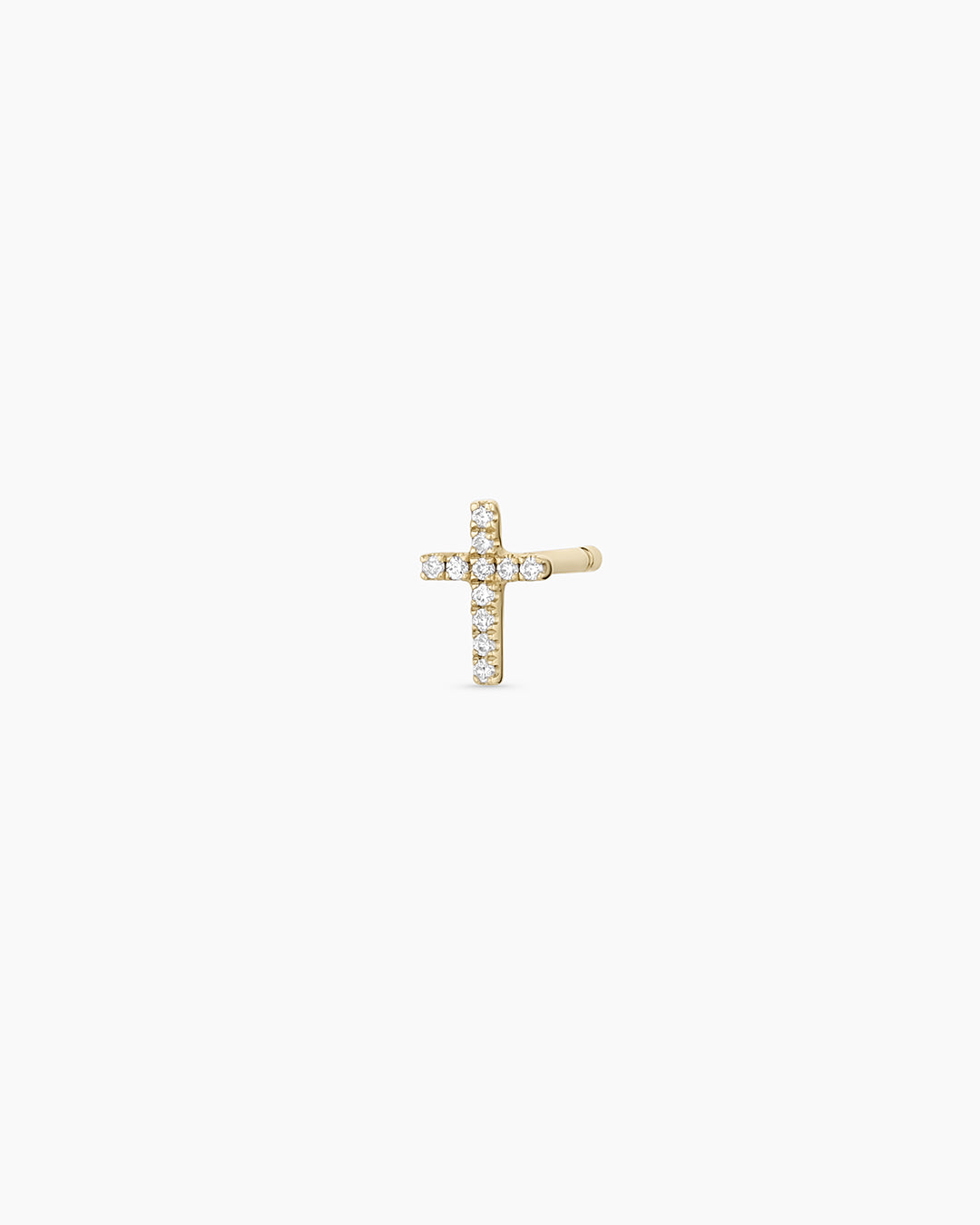 Diamond Cross Studs || option::14k Solid Gold, Single