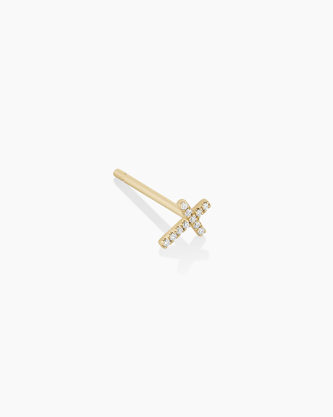 Diamond Cross Studs || option::14k Solid Gold, Single