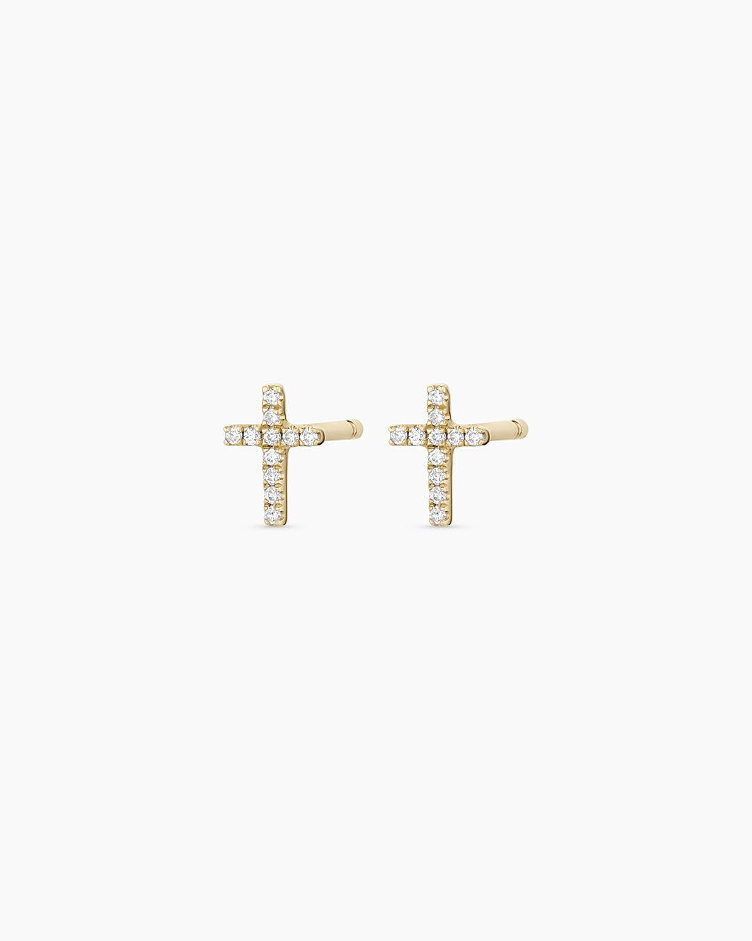 Diamond Cross Studs || option::14k Solid Gold, Pair