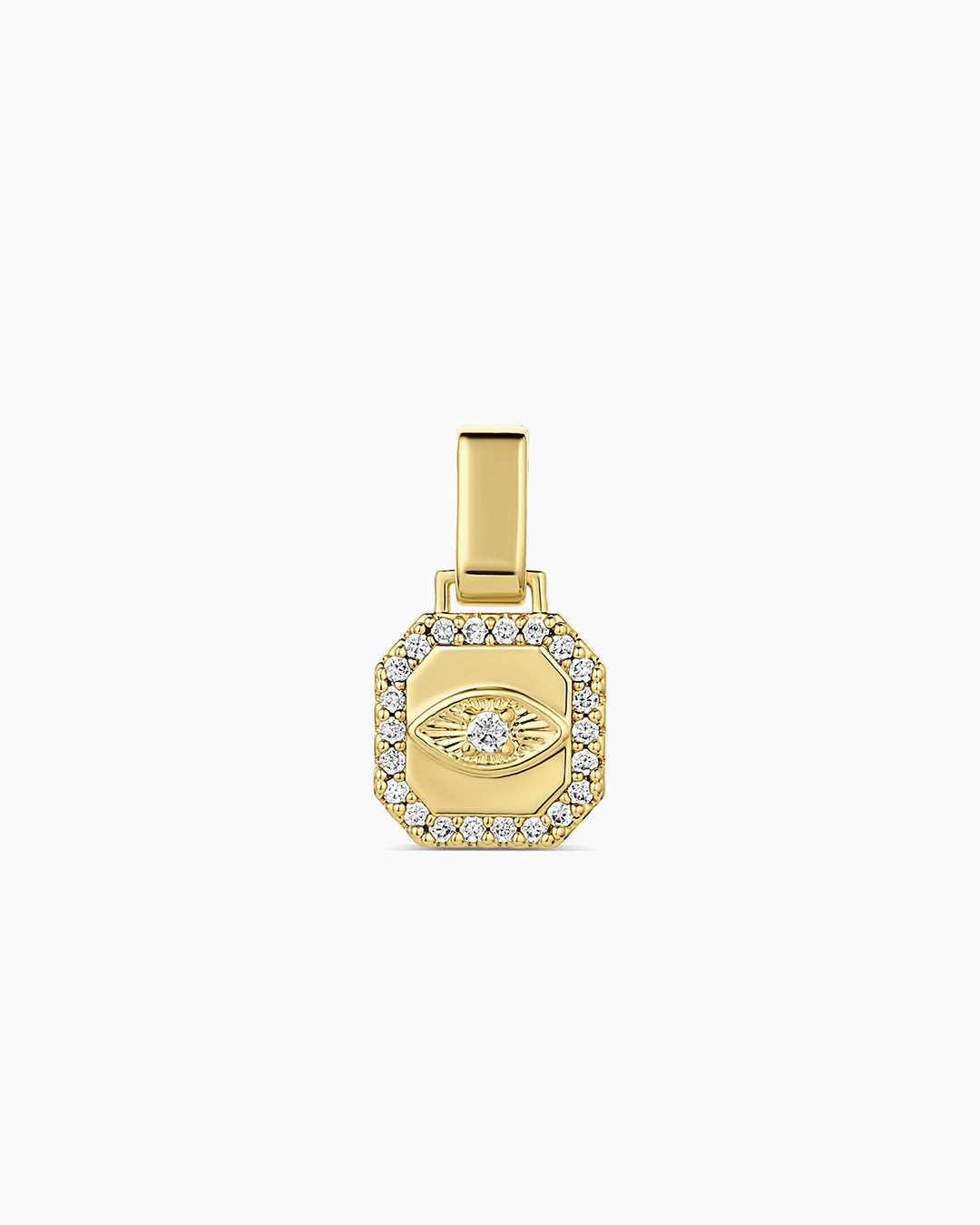 Shimmer Evil Eye Tag Charm || option::18k Gold Plated