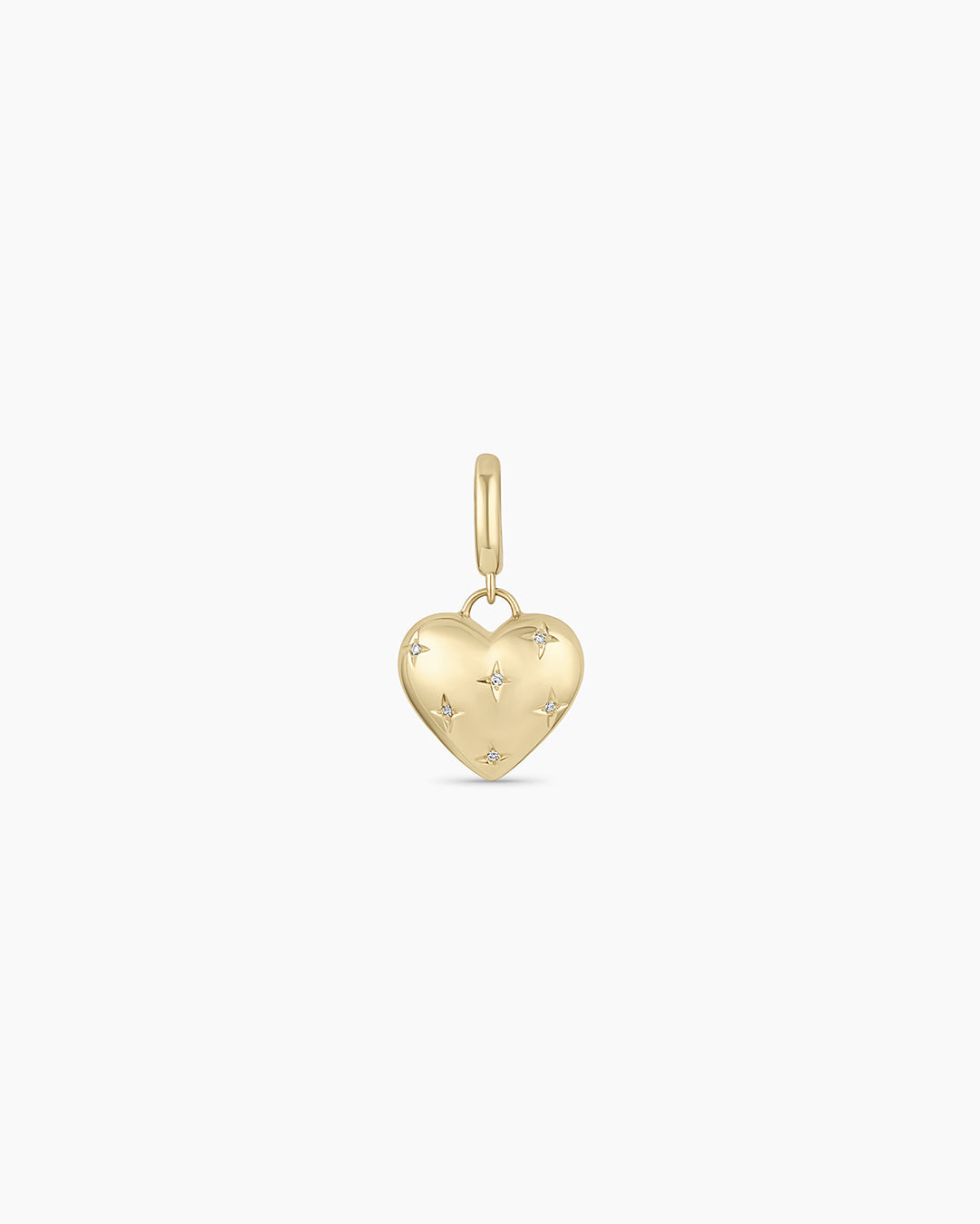 14k Gold Diamond Heartful Charm || option::14k Solid Gold