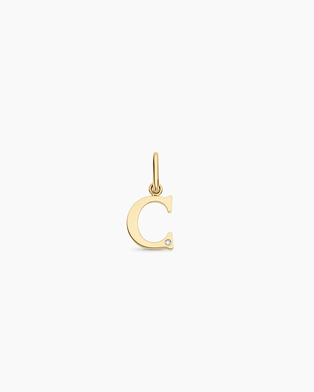 Diamond Vintage Alphabet Charm || option::14k Solid Gold, C