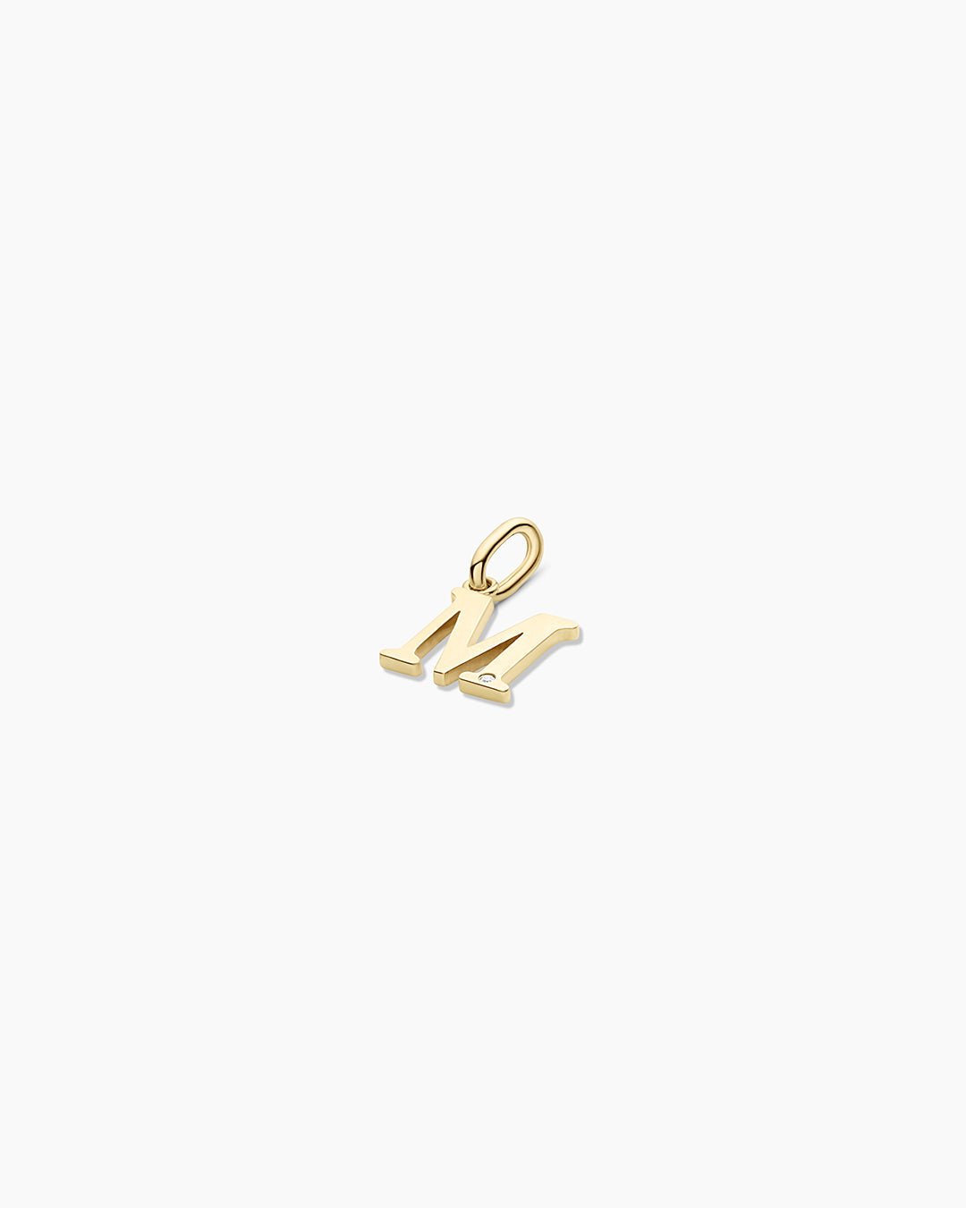 Diamond Vintage Alphabet Charm || option::14k Solid Gold, M