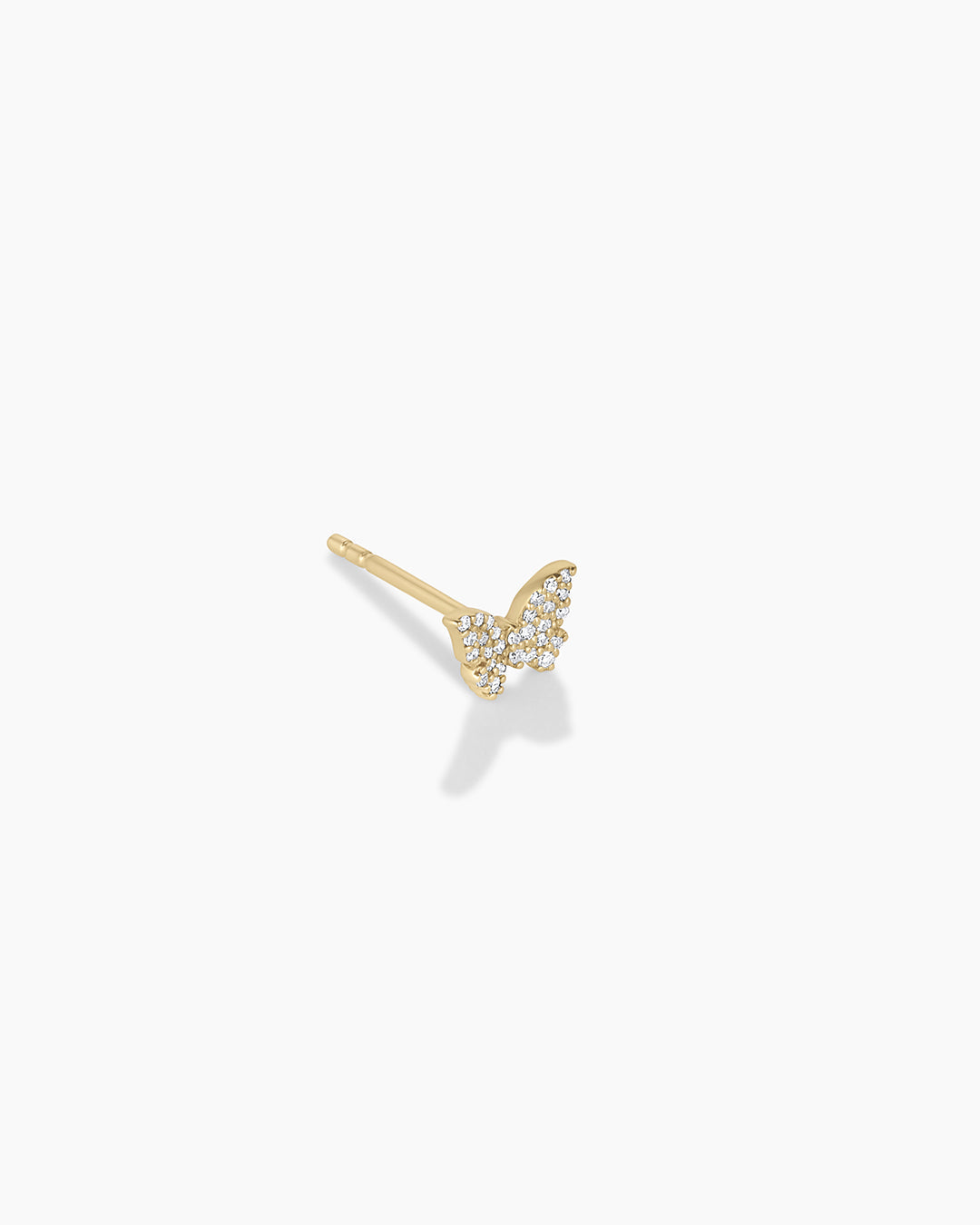 Diamond Butterfly Studs || option::14k Solid Gold, Single