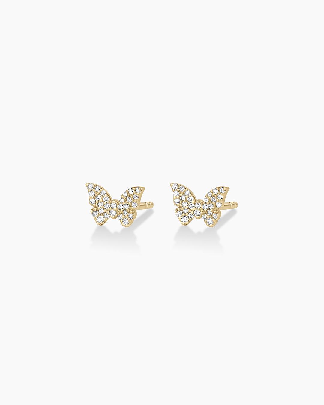 Diamond Butterfly Studs || option::14k Solid Gold, Pair