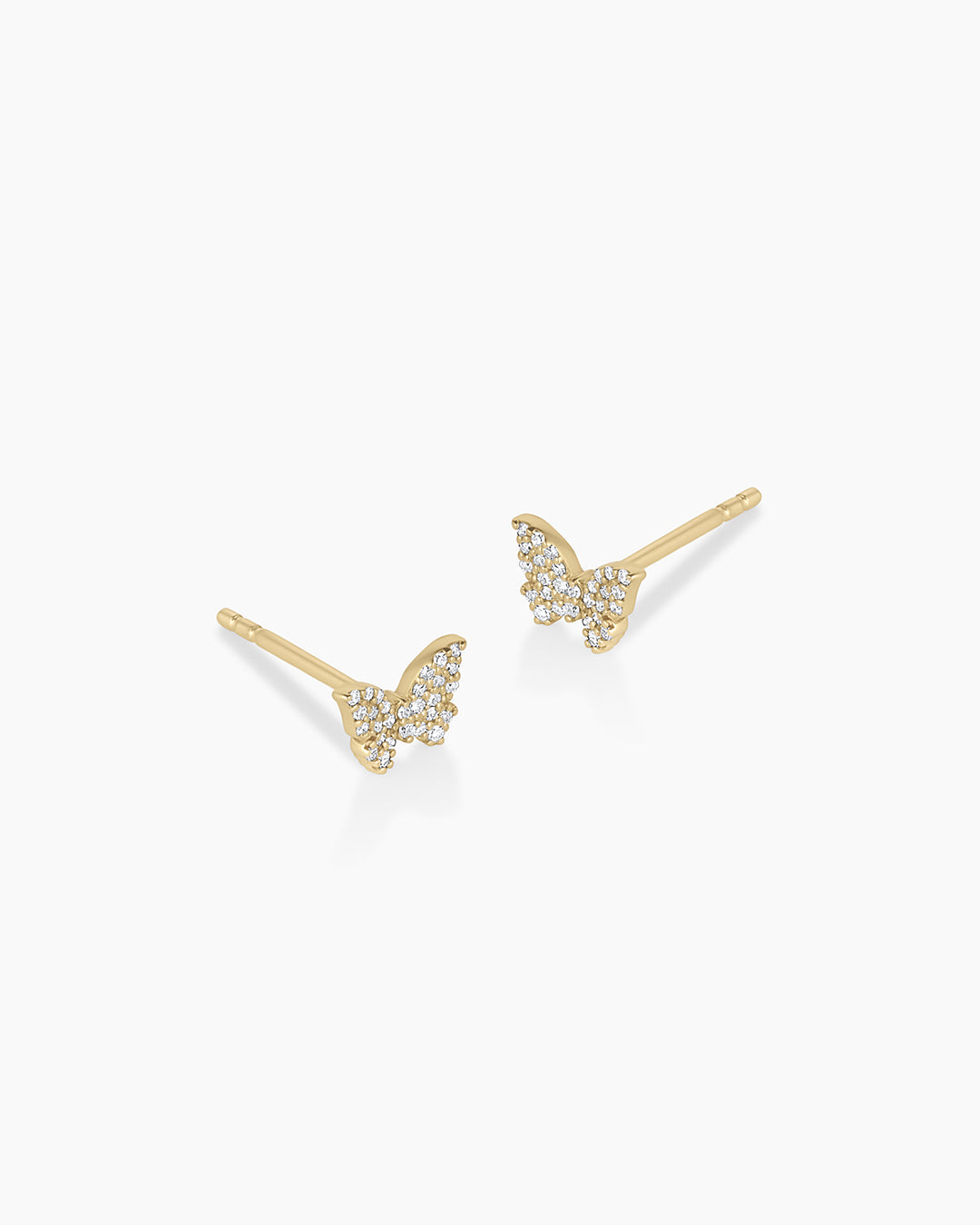 Diamond Butterfly Studs || option::14k Solid Gold