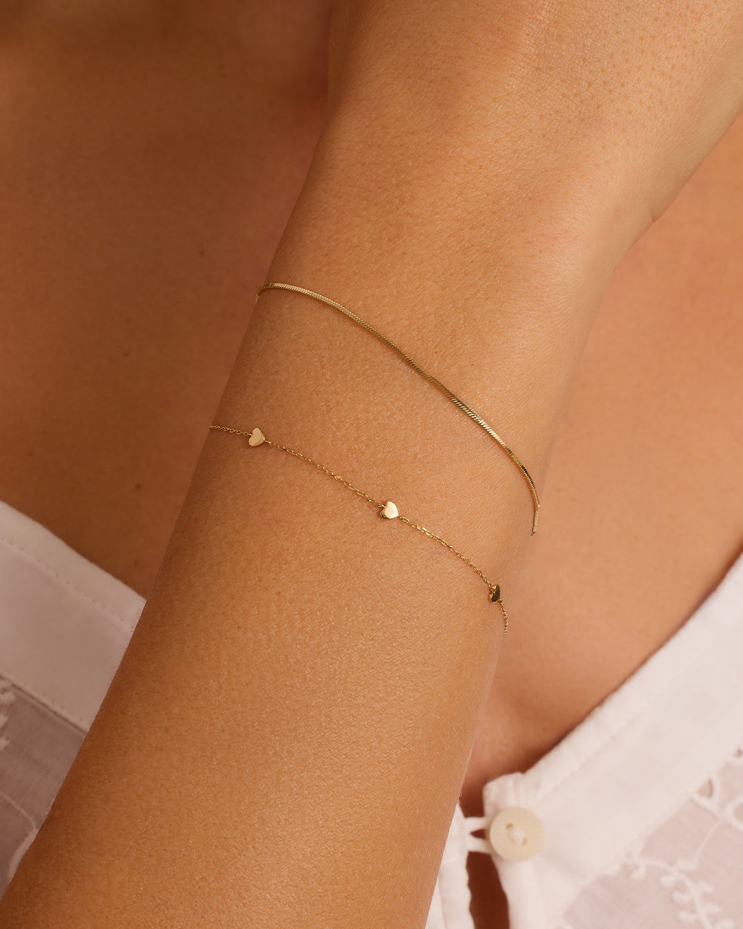 14k Gold Heart Bracelet || option::14k Solid Gold