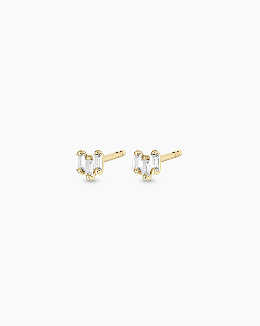 White Sapphire Amara Trio Studs || option::14k Solid Gold