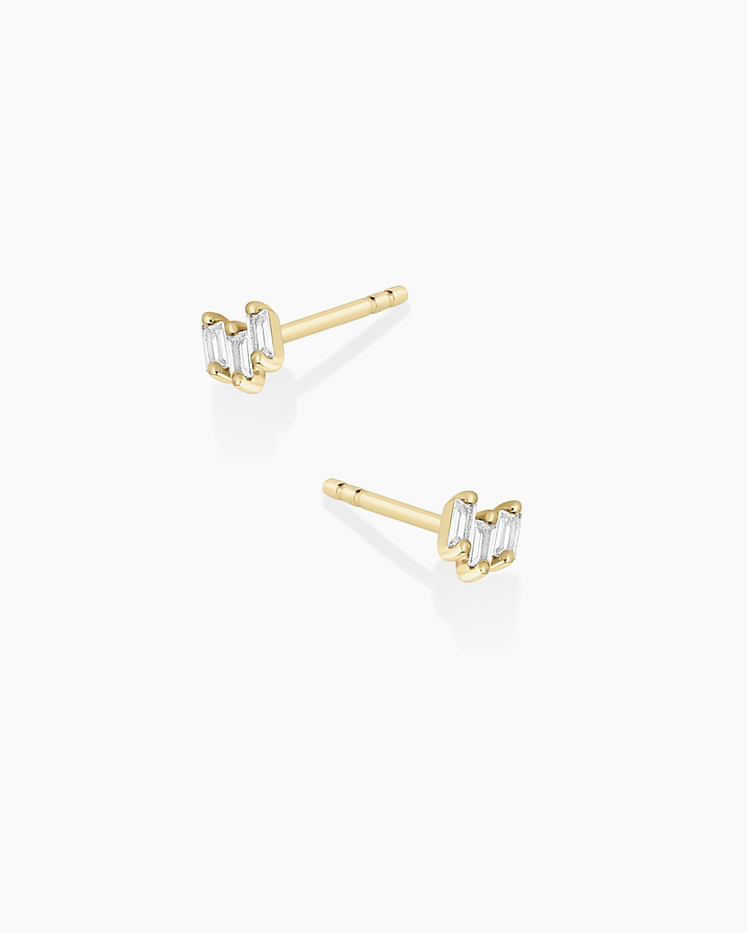 White Sapphire Amara Trio Studs || option::14k Solid Gold