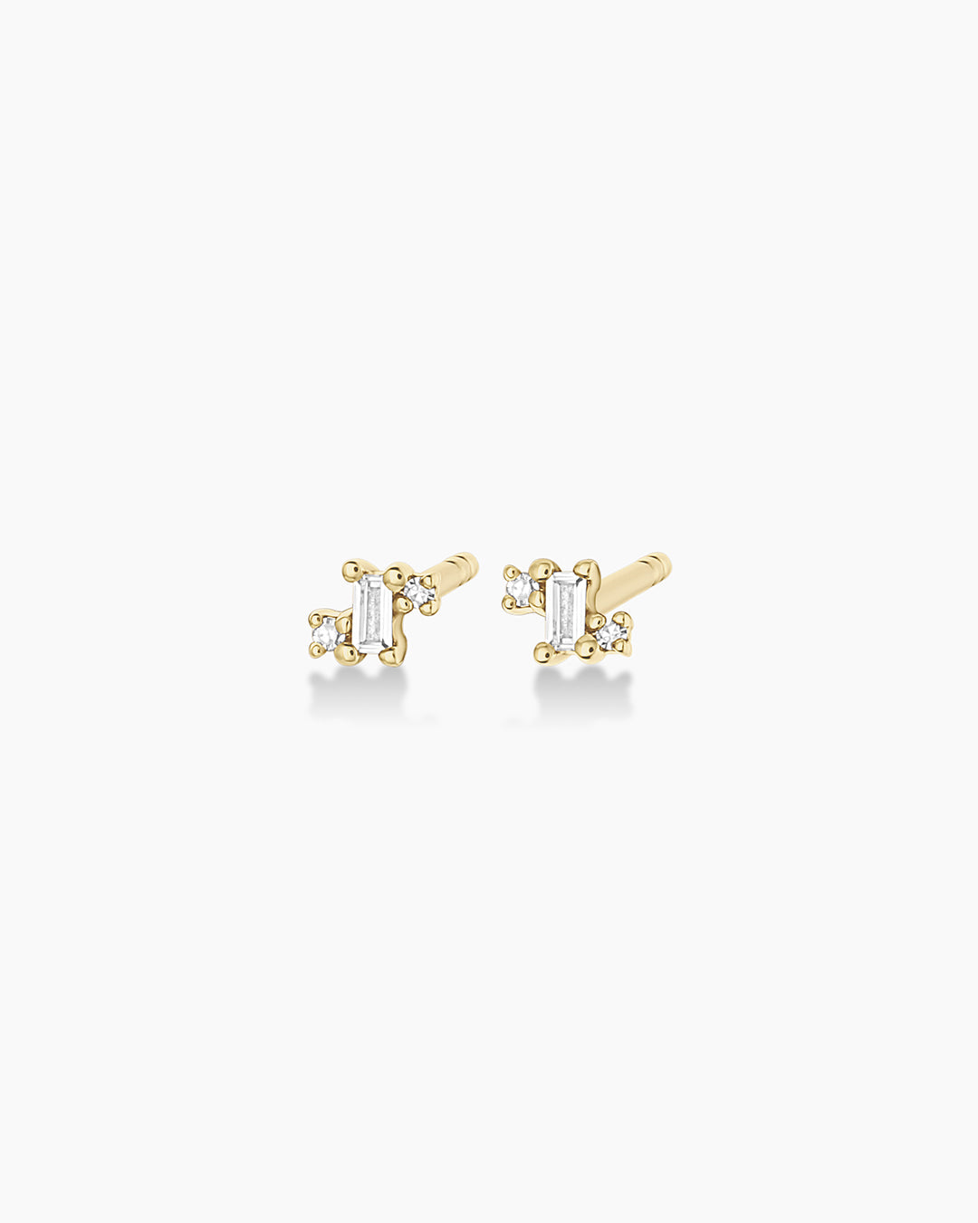 Diamond and White Sapphire Amara Cluster Studs || option::14k Solid Gold, Pair