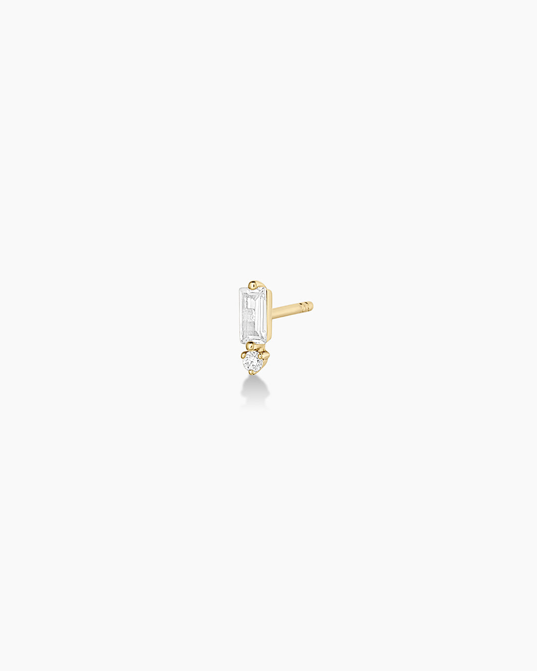 Diamond and White Sapphire Amara Charm Studs || option::14k Solid Gold, Single