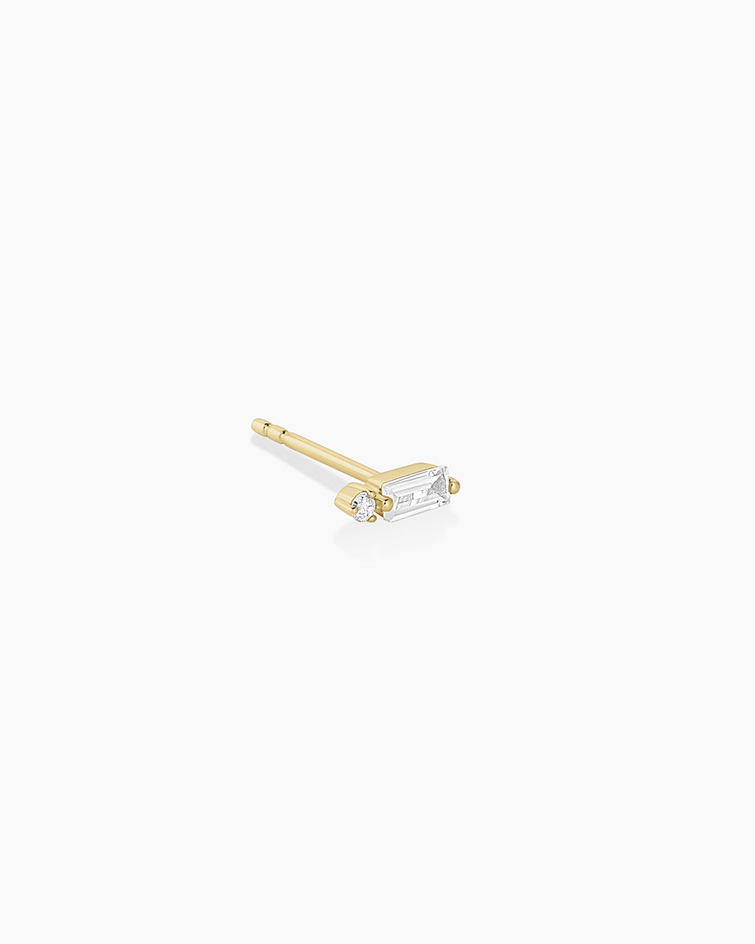 Diamond and White Sapphire Amara Charm Studs || option::14k Solid Gold