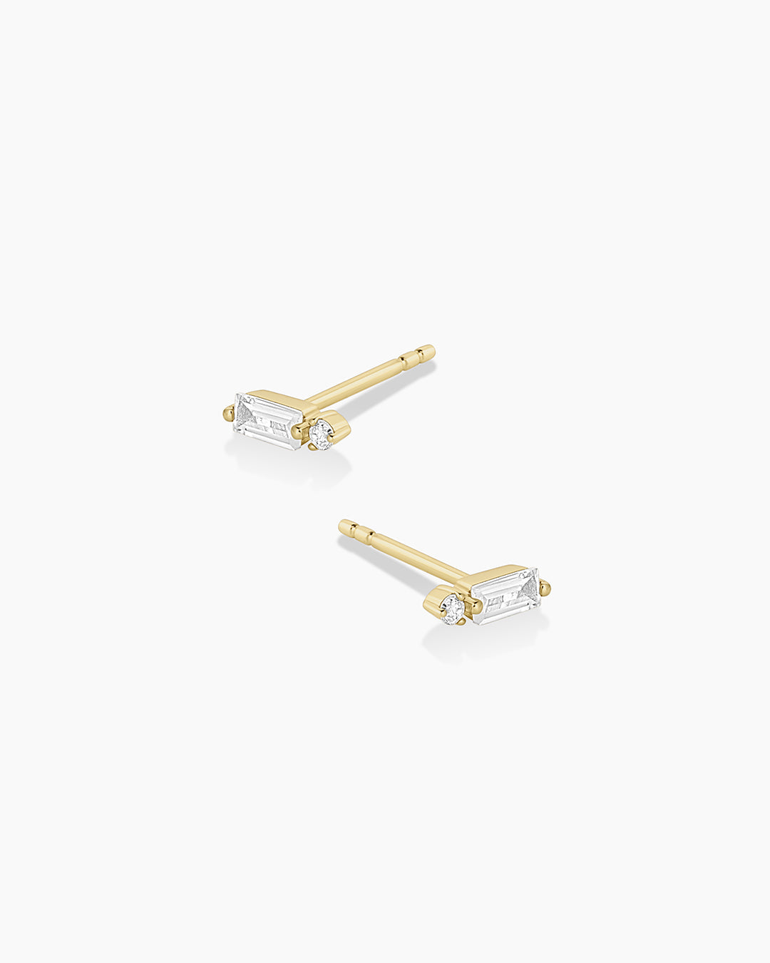 Diamond and White Sapphire Amara Charm Studs || option::14k Solid Gold, Pair