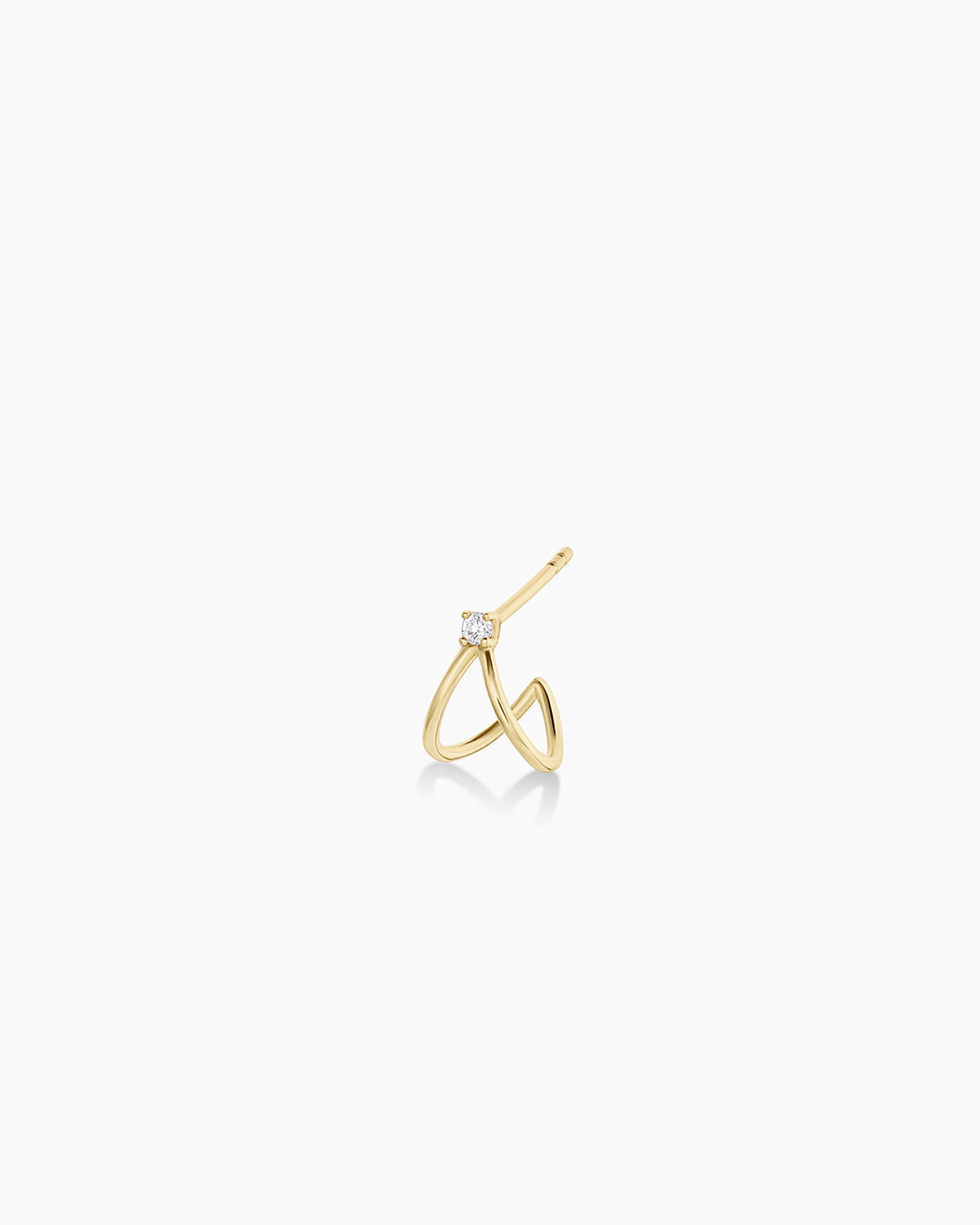 Diamond Solitaire Split Huggies || option::14k Solid Gold, Single