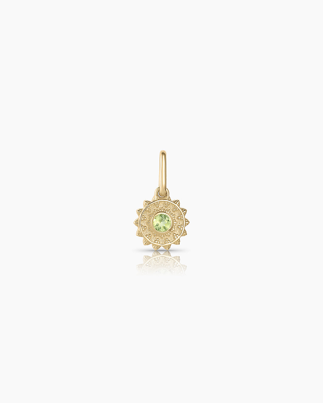 Sun Birthstone Charm || option::14k Solid Gold, Peridot -  August