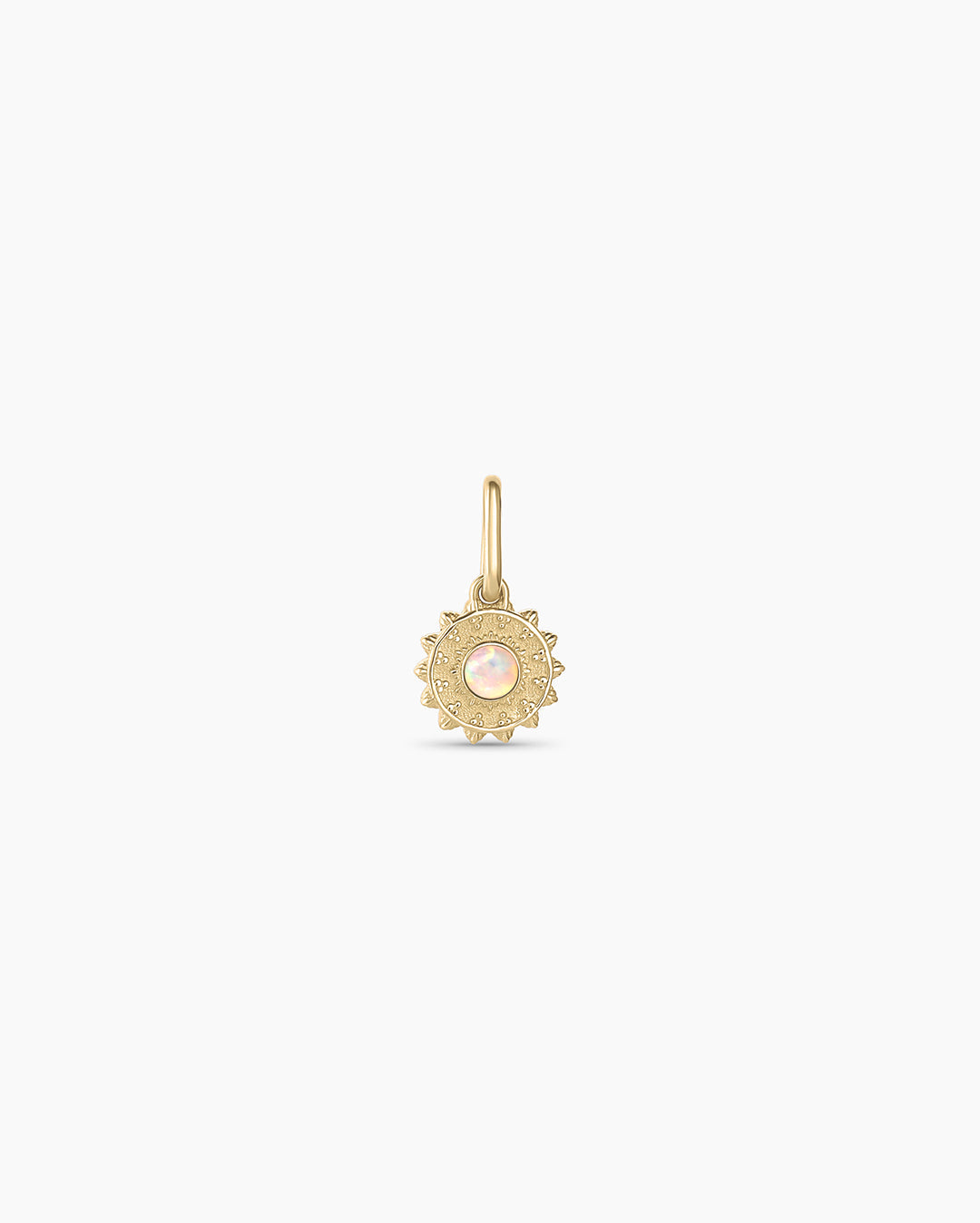 Sun Birthstone Charm || option::14k Solid Gold, Opal - October